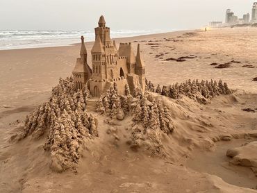 Scott Dodson sandcastle on South Padre island Texas March 2025.