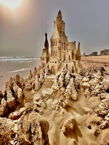 Scott Dodson sandcastle on South Padre island Texas March 2025.