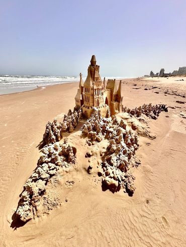 Scott Dodson sandcastle on South Padre island Texas March 2025.