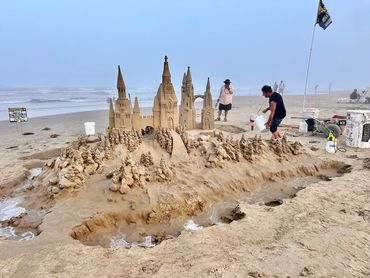 Scott Dodson sandcastle on South Padre island Texas March 2025.