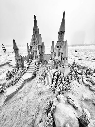 Scott Dodson sandcastle on South Padre island Texas March 2025.