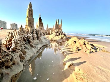 Sandcastle on the beach with waves south padre island scott dodson sand castle