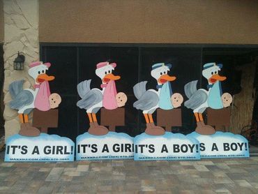 KAREN GOVERNALE - CUSTOM WOOD BIRTH ANNOUNCEMENT STORK YARD SIGNS