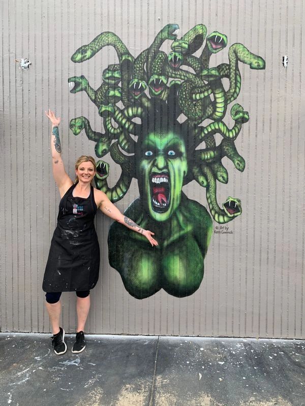 KAREN GOVERNALE MEDUSA MURAL AT MARKER 48 BREWERY
