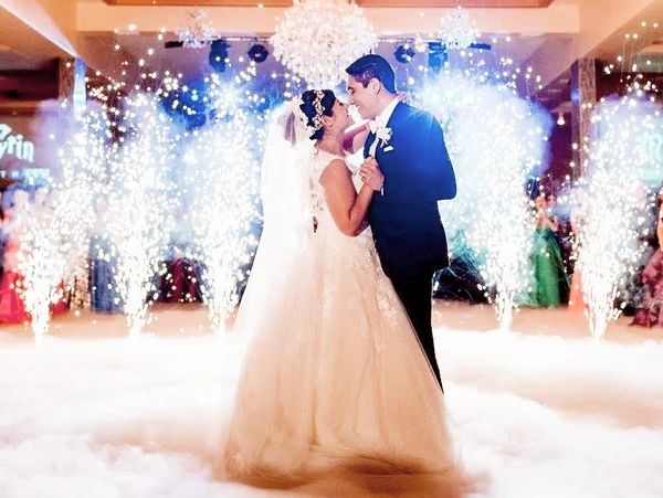 sparklers dancing on clouds special effects first dance indoor fireworks weddings quinceanera