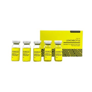 Lemonbottle box with samples in front of it
