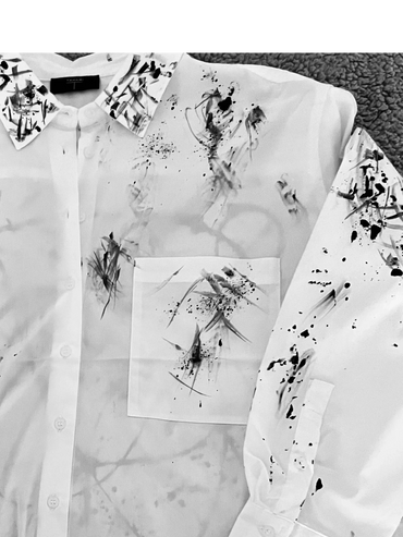 White button down with paint