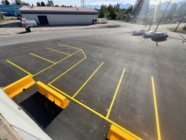 new parking lot pavement marking layout and stripe