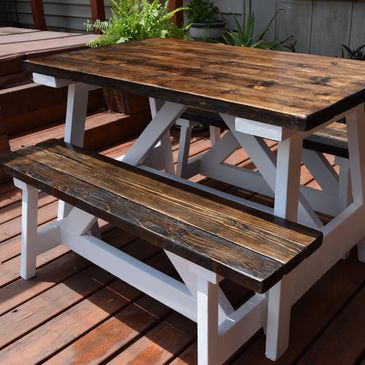 Farmhouse  Table and Bench Set
