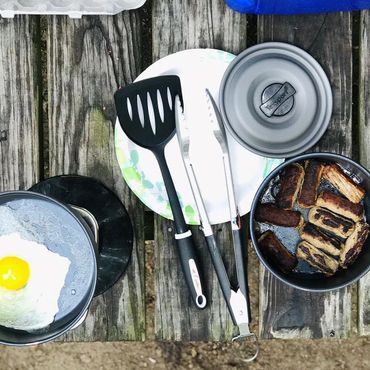 camp breakfast at Burlingame State Park Campground