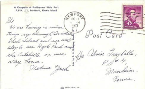 1963 Burlingame State Campground Postcard