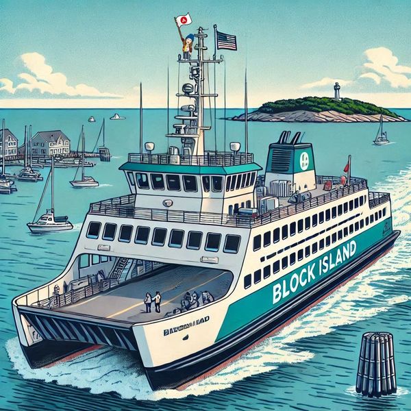 Block Island High Speed Ferry semi cartoon style graphic