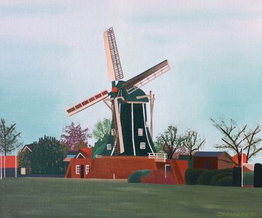 Dutch windmill Holland The Netherlands original oil painting