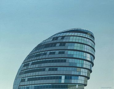 City Hall London oil painting on canvas original artwork architecture buildings blue for sale UK