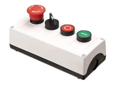 pushbutton enclosure in white colour, it has 4 buttons.