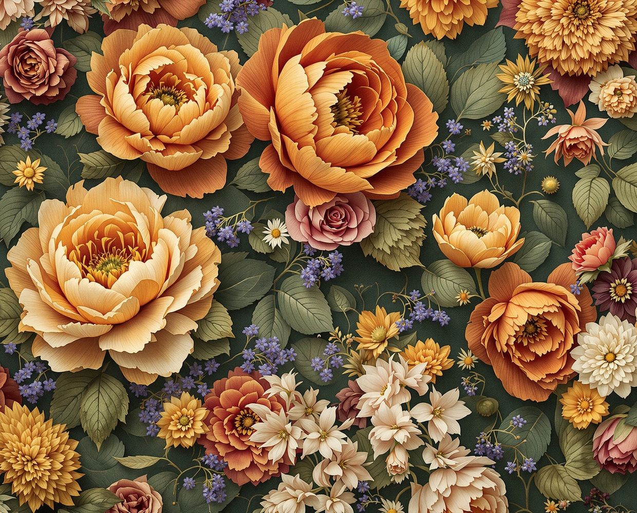 Ornamental floral pattern, infinite repetition — AI-generated synthographic artwork by davidname.