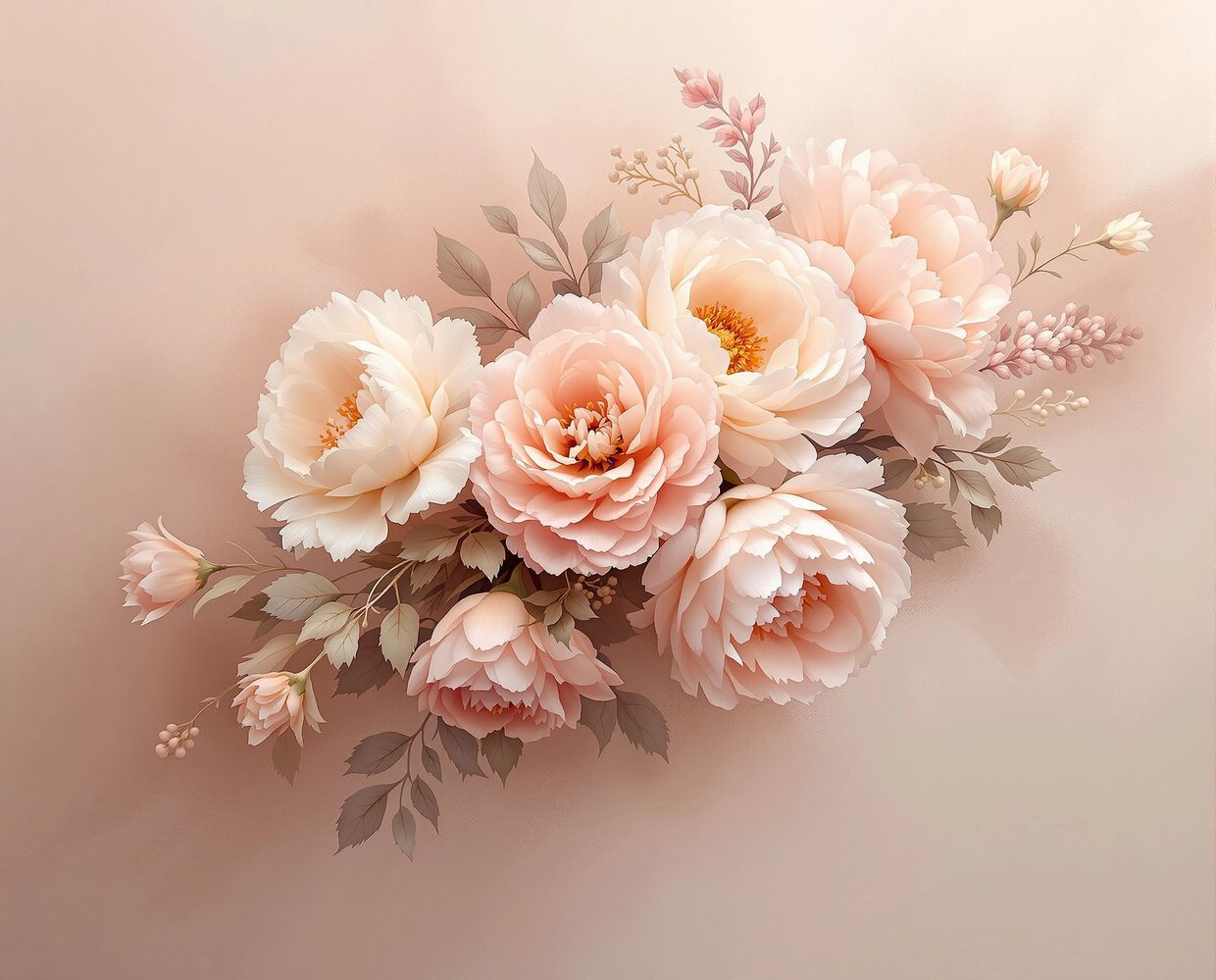 Painterly floral bouquet, soft and romantic — AI-generated synthographic artwork by davidname.