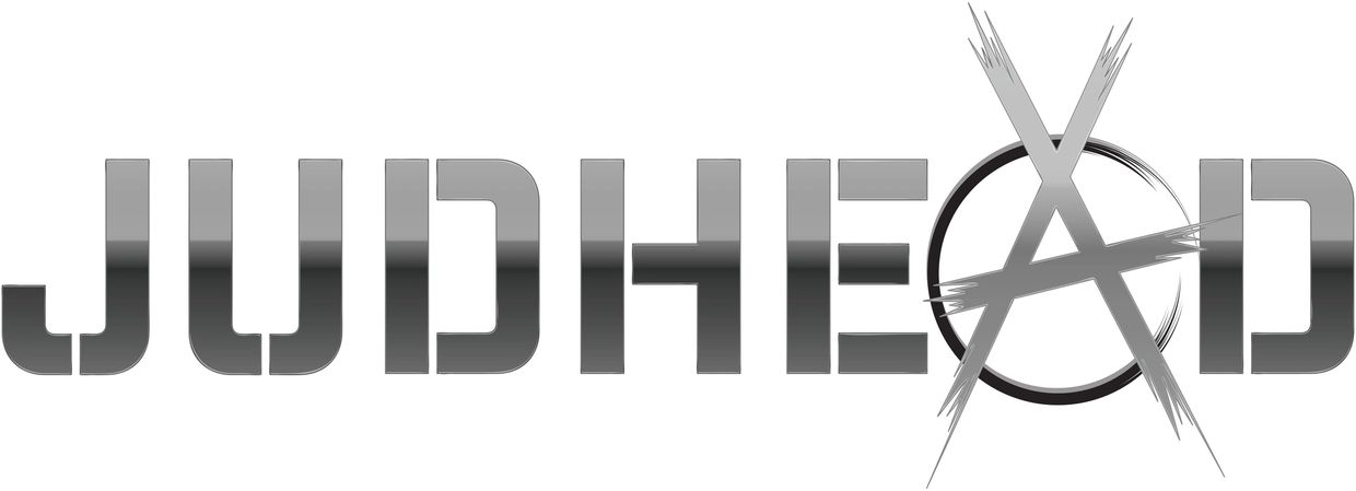 Stylized metallic text logo spelling JUDAHEAD.