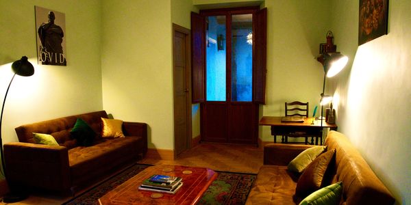 Elegantly furnished living room of the three bedroom holiday rental apartment, Sulmona