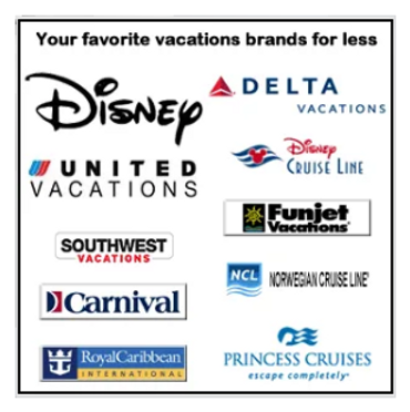 Authorized agent for suppliers like Delta Vacations, Disney, United Vacation, Southwest Vacations, D