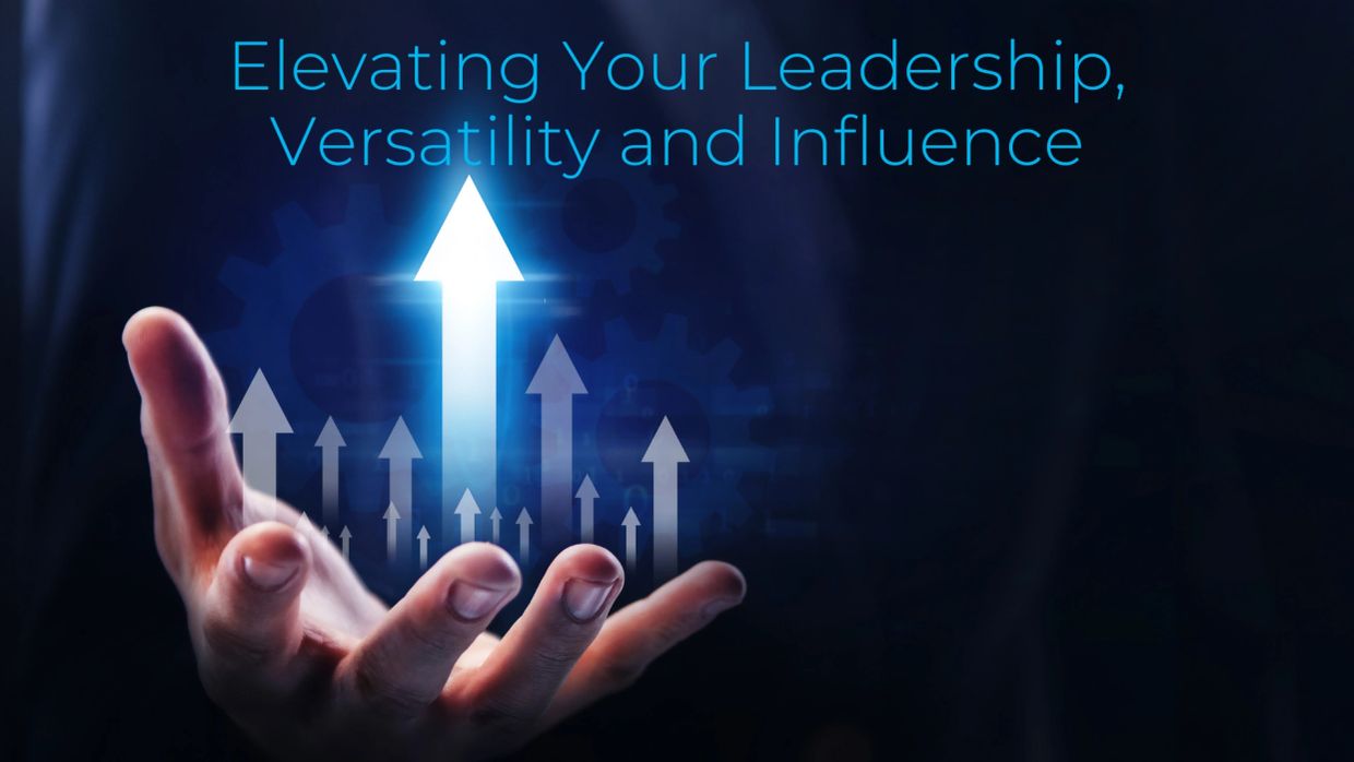 Hand holding upward arrows symbolizing leadership growth.