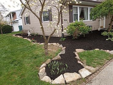 rock installation, mulch, design, trees, proffesional