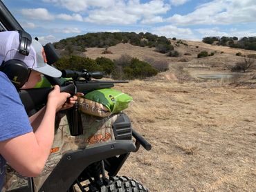 Group hunts from a blind, on foot, or ATV available at Mountain House Ranch.