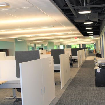 Clean office setting with cubicles