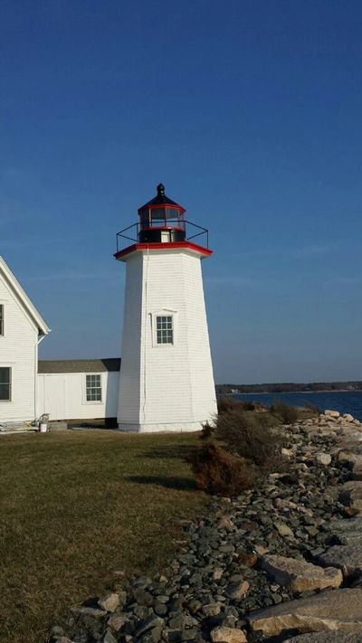 The light tower sits at the tip of Wings Neck