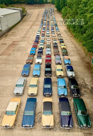 Record-breaking shot of 174 Rolls-Royce and Bentley cars at Brooklands Museum in August 2025.
