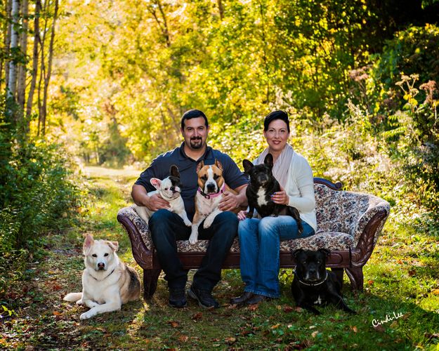 Joe and Lori Magee with their dogs.
