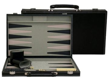Backgammon in Black Leatherette Case