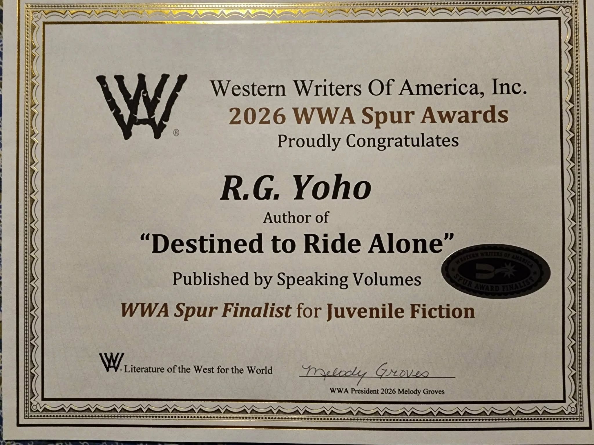 The 2026 WWA Spur Award Finalist in Juvenile Fiction.