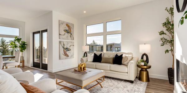 Staged living room space of Nanaimo listing