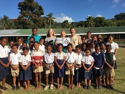Fiji elementary school students after our mobile clinic and health evaluations