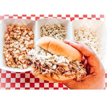 NC BBQ sandwich with slaw