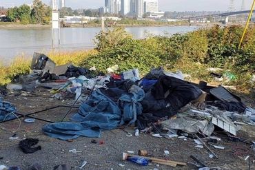 Garbage dump site under the Oak Street Bridge in Richmond