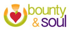 Logo with a heart and leaf symbol, text 'bounty & soul'.