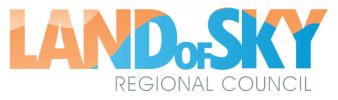 Logo of Land of Sky Regional Council with gradient orange and blue text.