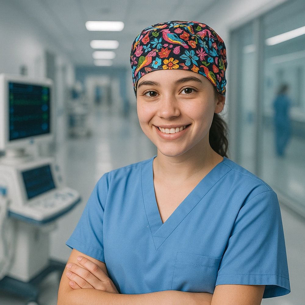 nurse wearing an Omni scrub hat