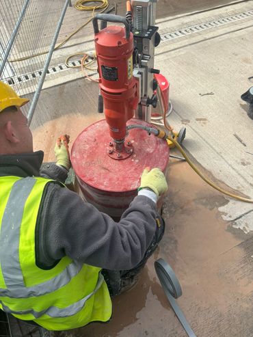 Using a RIG and Motor to complete the larger drilling - 450mm