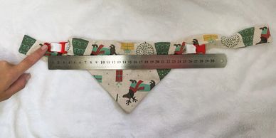 measuring guide for collared bandana. Stylish bandana with inbuilt collar 