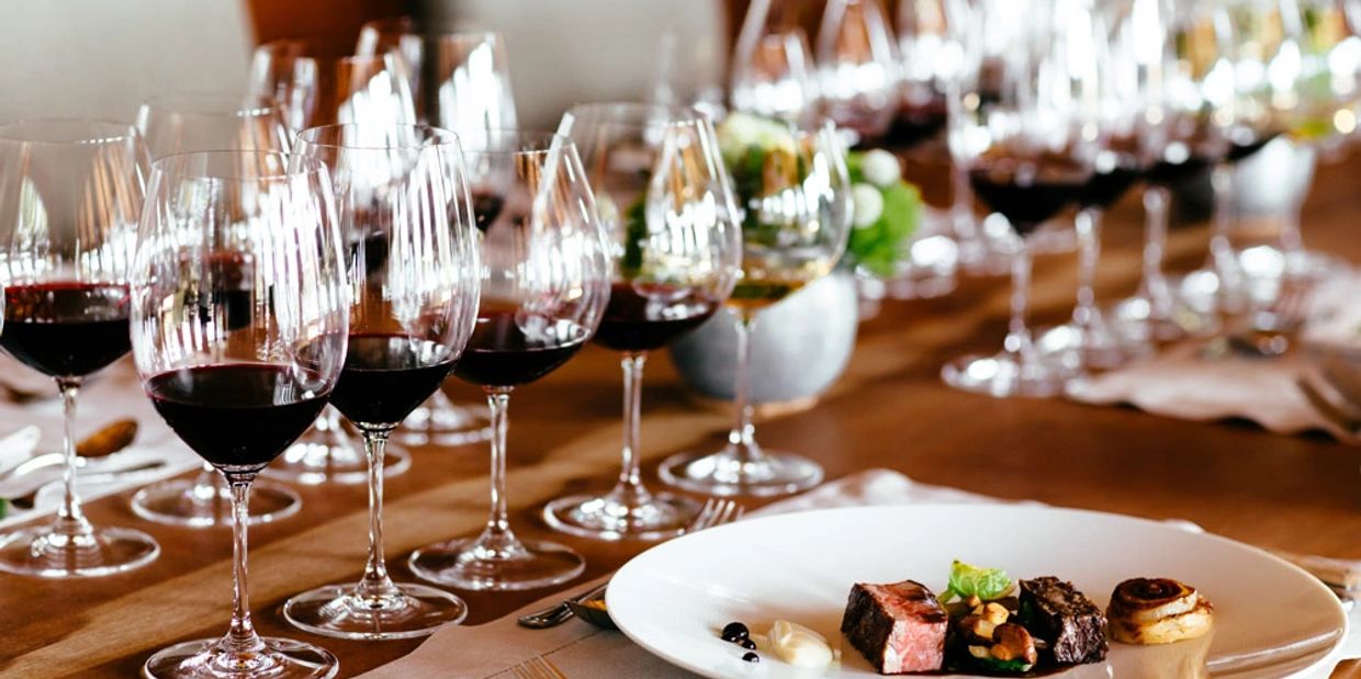 Wine and food pairing at a winery in Napa Valley