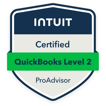 Intuit Certified QuickBooks Level 2 ProAdvisor badge.