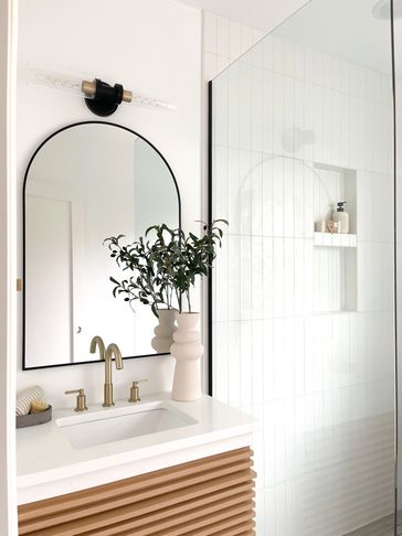 bathroom remodel spa modern sleek unique  clean white tile luxury nice nice pleasing