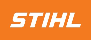 STIHL logo in bold white letters on an orange background.