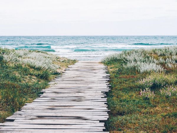 Empty wooden pier on the beach.