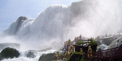 Looking from the Cave of the Winds at the Niagara Falls.