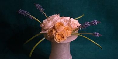 Flower arrangement made of white roses for wedding or event