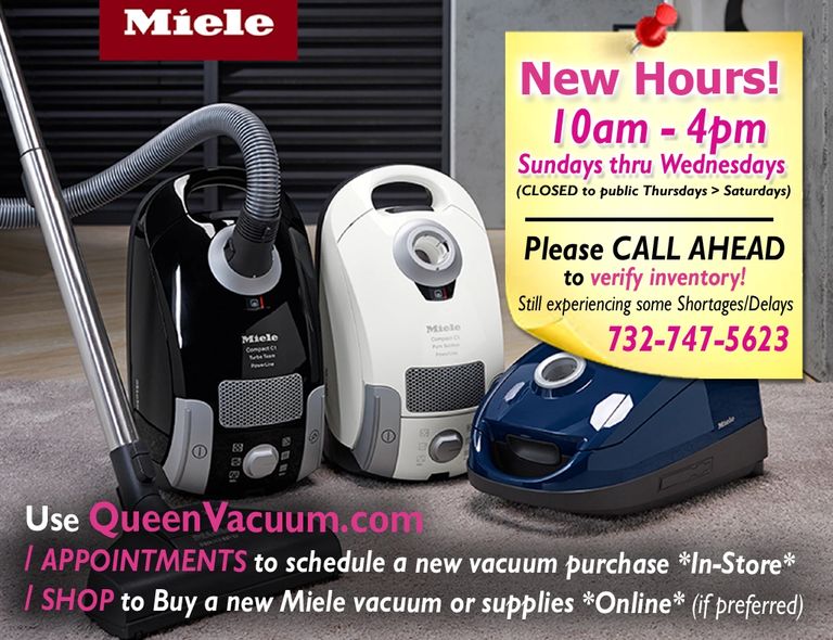 Queen Vacuum Shrewsbury, NJ
New Hours
Call ahead to check inventory
Schedule Appointment
Shop Online